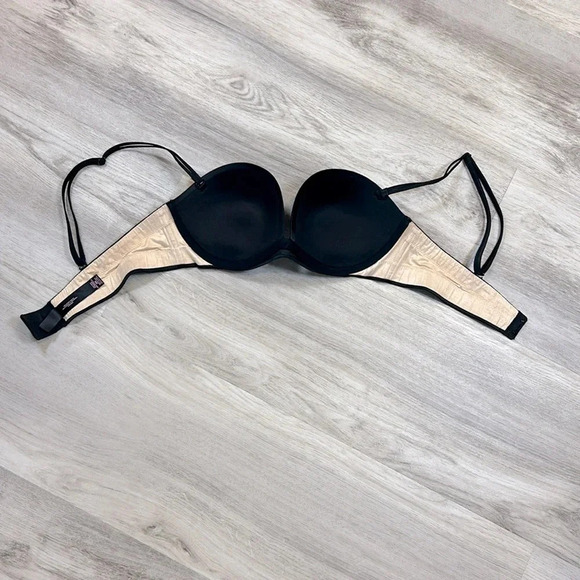 VS Very Sexy PU Strapless Convertible Bra / Black w/ Black Rhinestone / Size 36B - Picture 3 of 6